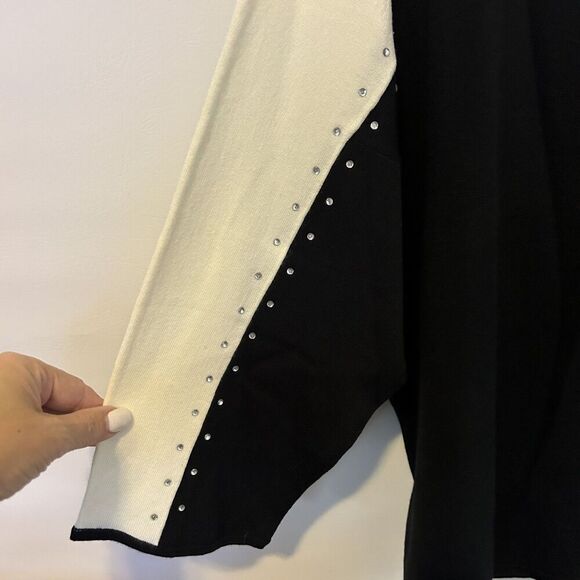 Bob Mackie Sweater Womens 3X Wearable Art Rhinestone Pullover Colorblock mature - Picture 2 of 10